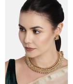 Traditional South Indian Stylish Golden Necklace with Earrings for Women & Girls 