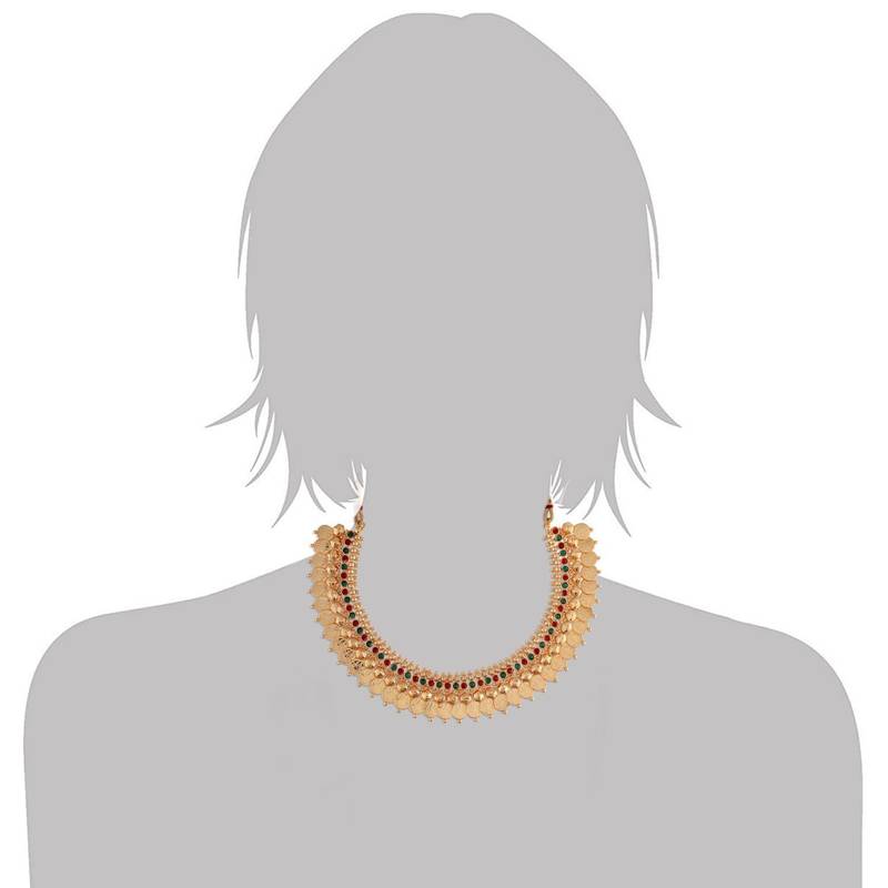 Traditional South Indian Stylish Golden Necklace with Earrings for Women & Girls 