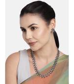 Traditional South Indian Stylish Pearl Work Long Necklace With Earrings For Women & Girls 