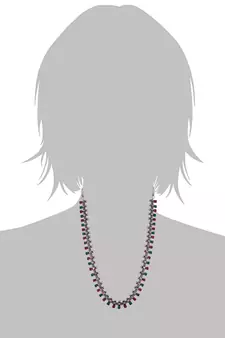 Traditional South Indian Stylish Pearl Work Long Necklace With Earrings For Women & Girls 