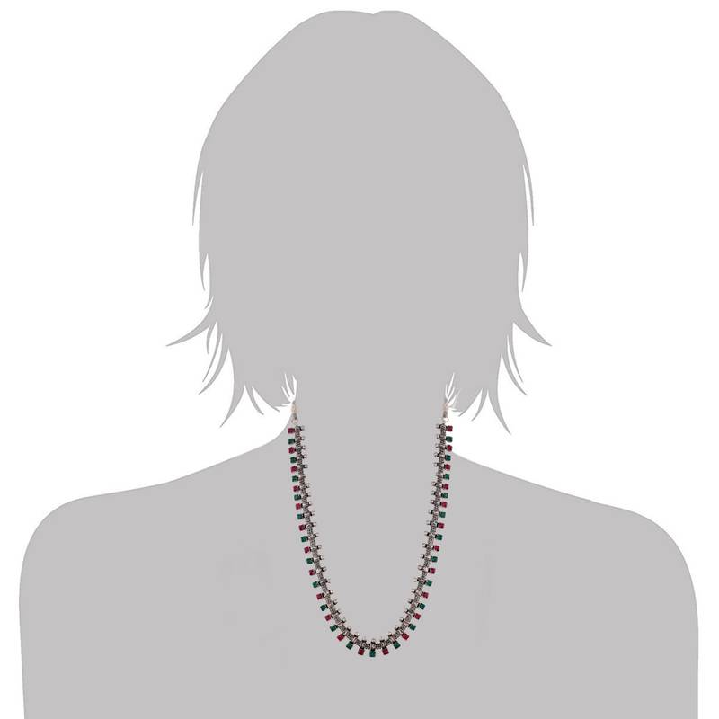 Traditional South Indian Stylish Pearl Work Long Necklace With Earrings For Women & Girls 