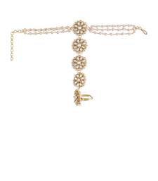 Plated Embellish With Kundan & Pearl Adjustable Haath Phool/Panja Bracelet for Women (PIJ028W) (Pack of 1)