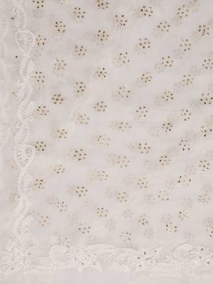 Ada Hand Embroidered White Georgette Dupatta With Muquaish Work - A100488 2