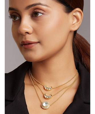 Gold Hydro Mozanite Polki Necklace 1