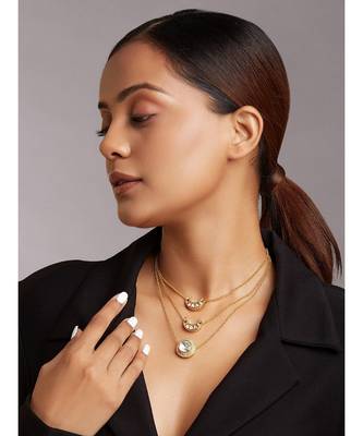 Gold Hydro Mozanite Polki Necklace 2