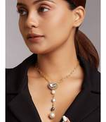 Gold Plated Necklace With Grey And White Fresh Water Pearls