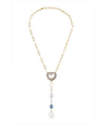 Gold Plated Necklace With Grey And White Fresh Water Pearls 3