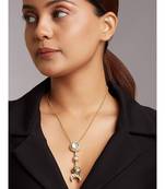 Gold Cubic Zirconia Necklace With Grey Shell Pearls