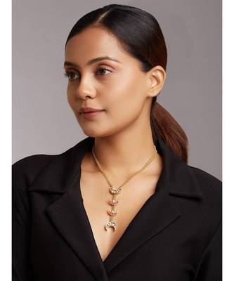 Gold Plated Chain Necklace With Hydro Rubies 2