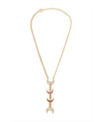 Gold Plated Chain Necklace With Hydro Rubies 3