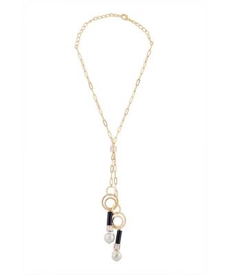 Gold Plated Necklace With Grey Baroque Pearls 3