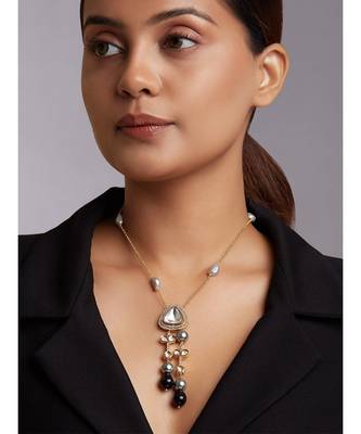 Gold Plated Necklace With Black Onyx Drops 1