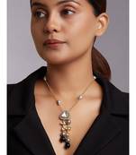 Gold Plated Necklace With Black Onyx Drops