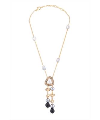 Gold Plated Necklace With Black Onyx Drops 3