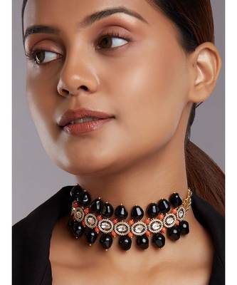 Beaded Choker With Black Onyx Drops 1