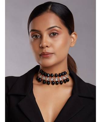 Beaded Choker With Black Onyx Drops 2