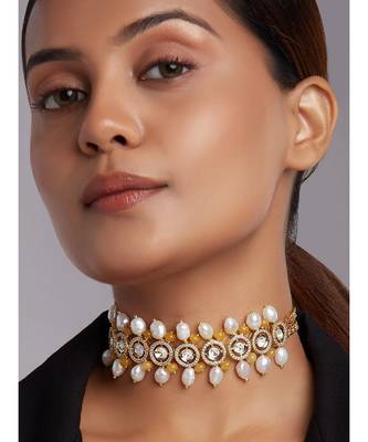 Beaded Choker With White Fresh Water Pearls 1