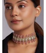 Beaded Choker With Pink Jade Tumbles