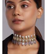 Cubic Zirconia Choker With Grey Fresh Water Pearls