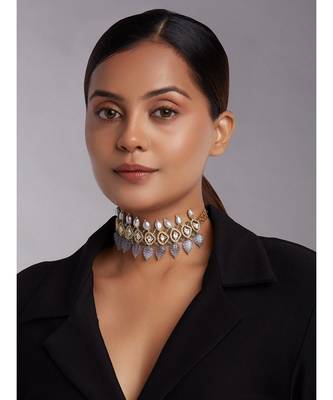 Cubic Zirconia Choker With Grey Fresh Water Pearls 2