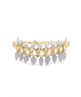 Cubic Zirconia Choker With Grey Fresh Water Pearls 3
