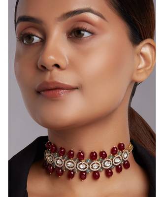 Beaded Choker With Red Onyx Tumbles 1