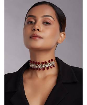 Beaded Choker With Red Onyx Tumbles 2