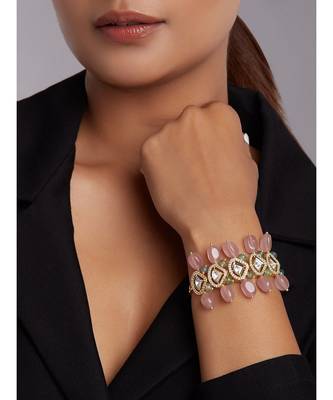 Beaded Bracelet With Pink Jade Tumbles 1