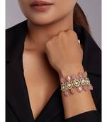 Beaded Bracelet With Pink Jade Tumbles