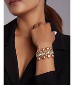 Hydro Mozanite Polki Bracelet With Brown Pearls