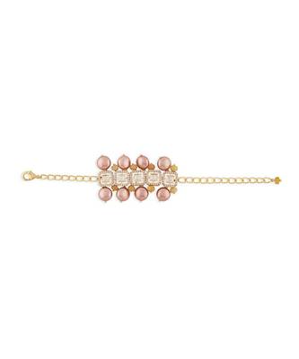 Hydro Mozanite Polki Bracelet With Brown Pearls 3