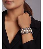 Hydro Mozanite Polki Bracelet With Grey Fresh Water Pearls