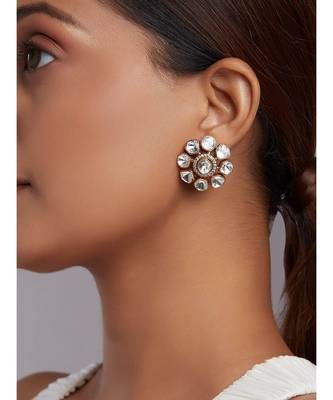 Hydro Mozanite Polki Stud Earrings 1