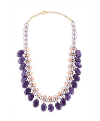 Grey Shell Pearl Necklace With Amethyst Tumbles 3