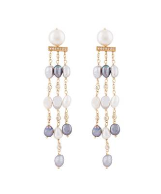 White & Grey Pearl Dangler Earrings 3
