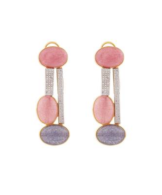 Jade Beaded Drop Earrings With Cubic Zirconia 3