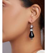 Black Onyx Drop Earrings With Shell Pearls