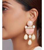 Rose Quartz Drop Earrings With Fresh Water Pearls