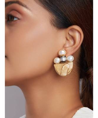 Agate Drop Earrings With Fresh Water Pearls 1