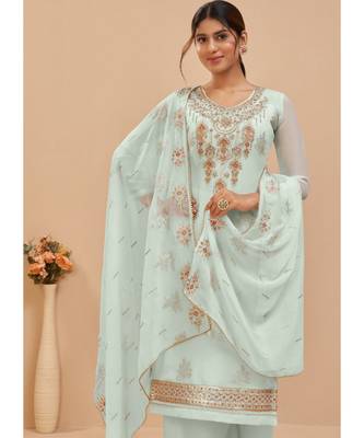 Sky Blue Georgette Pakistani Salwar Kameez 3