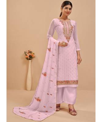 Baby Pink Georgette Pakistani Salwar Kameez 1
