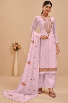 Baby Pink Georgette Pakistani Salwar Kameez