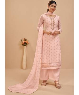 Light Pink Georgette Pakistani Salwar Kameez 1