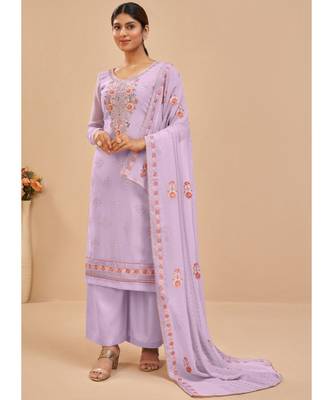 Light Lavender Georgette Pakistani Salwar Kameez 1