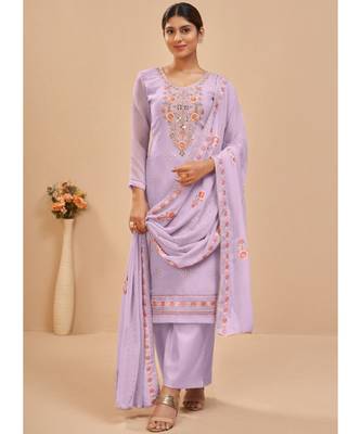 Light Lavender Georgette Pakistani Salwar Kameez 2