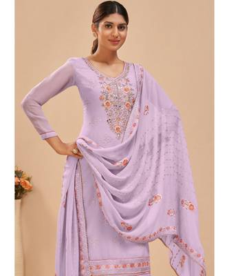 Light Lavender Georgette Pakistani Salwar Kameez 3