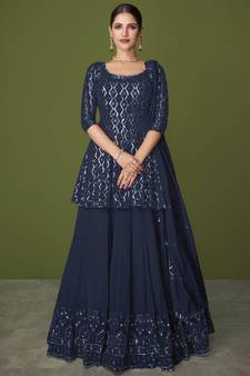 Navy Blue Georgette Pakistani Salwar Kameez