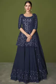 Navy Blue Georgette Pakistani Salwar Kameez