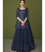Navy Blue Georgette Pakistani Salwar Kameez