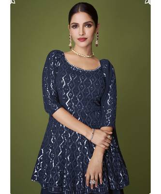 Navy Blue Georgette Pakistani Salwar Kameez 2